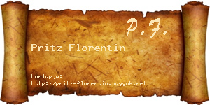 Pritz Florentin névjegykártya